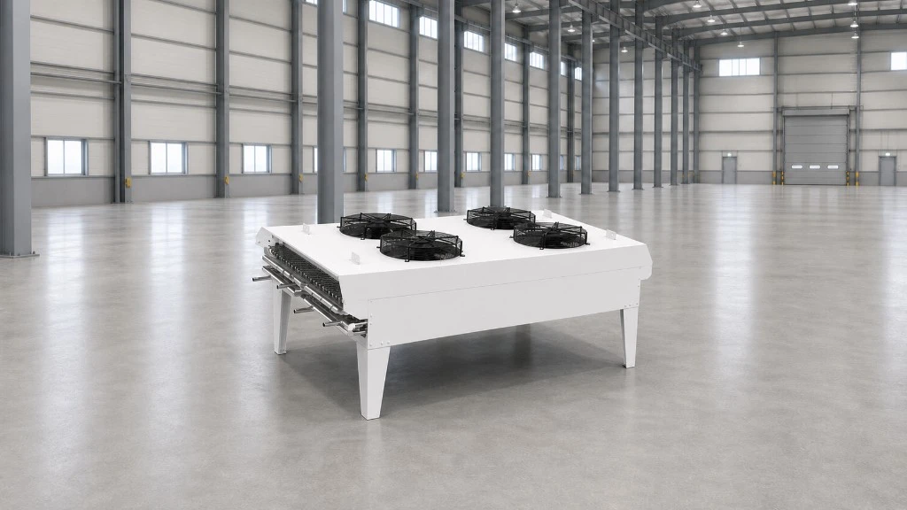 VANX horizontal dry coolers in a factory production hall